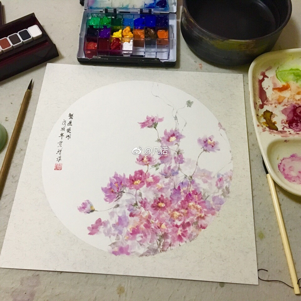 #梵画-2018花卉#+女神三八节，春暧花开季，速画练习时，繁星花开盛，女神们节日快乐！+