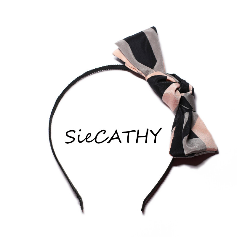 SieCATHY【原创设计】时尚几何真丝蝴蝶结发箍