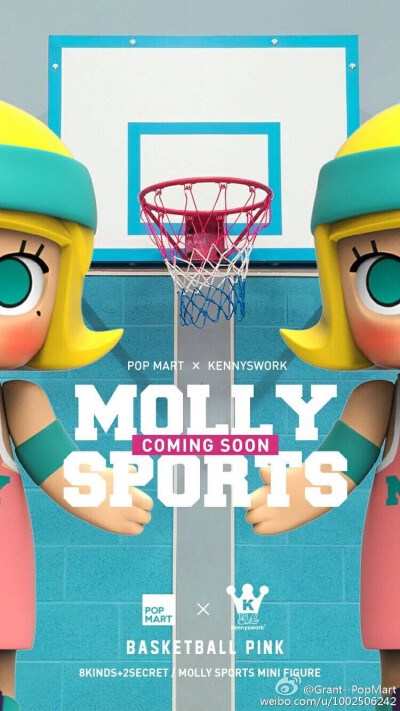 pop mart×kennyswork molly 运动系列 