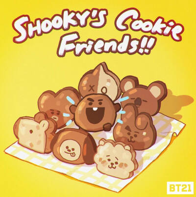 BT21
Van Koya RJ Shooky Mang Chimmy TATA Cooky