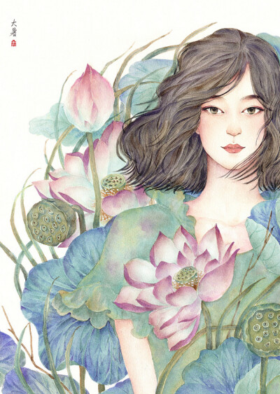 二十四节气植物美人图谱_红花HONGHUA原创作品_站酷