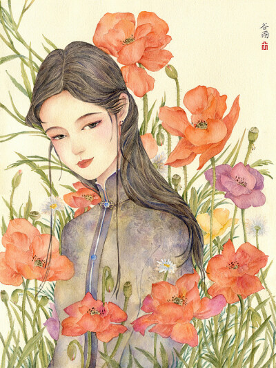 二十四节气植物美人图谱_红花HONGHUA原创作品_站酷