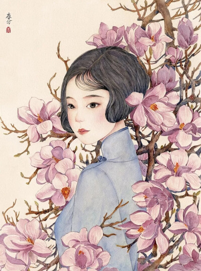 二十四节气植物美人图谱_红花HONGHUA原创作品_站酷