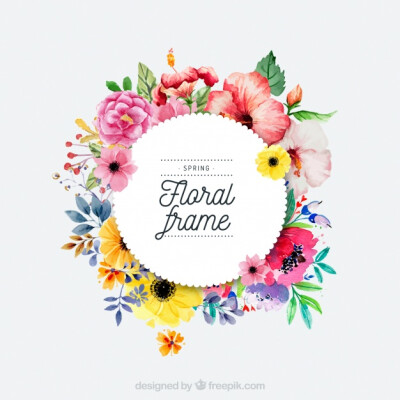 Watercolor spring floral frame Free Vector