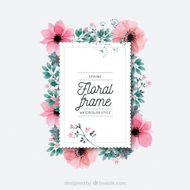 Watercolor spring floral frame Free Vector