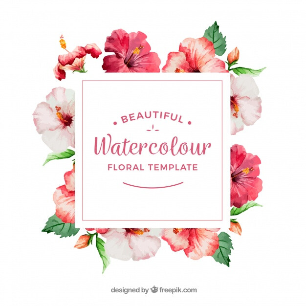 Decorative frame with watercolor flowers Free Vector