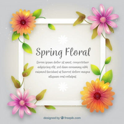 Realistic floral frame Free Vector