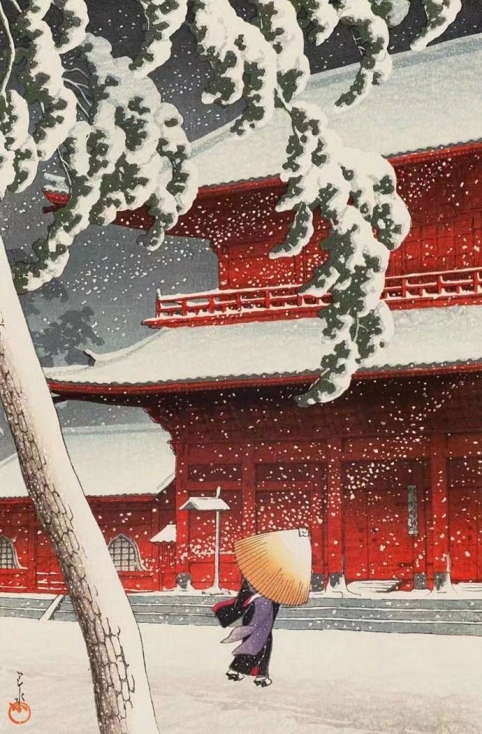 日本浮世绘画家Kawase Hasui笔下的雪景