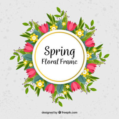 Spring floral frame in flat style Free Vector