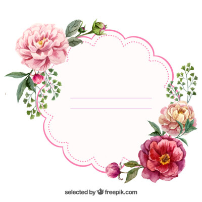 Watercolor floral label Free Vector