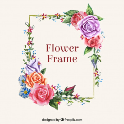 Modern frame with colorful flowers Free Vector