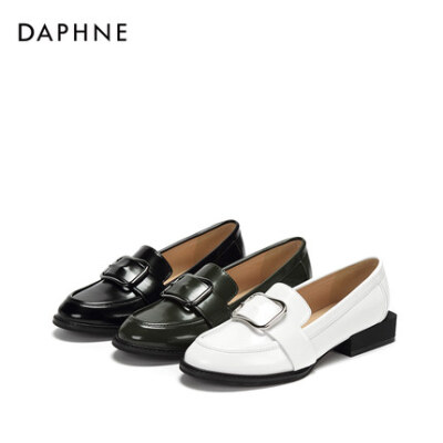 Daphne/达芙妮春秋时尚大方扣休闲方跟深口单鞋女乐福鞋