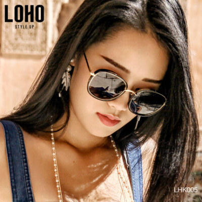 LOHO 偏光太阳镜 女士时尚大框彩膜潮墨镜女2017新款LHK005