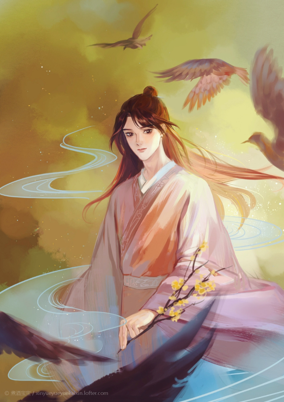 〔 天官赐福 〕枕酒漱石 绘