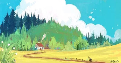 泡面画的喵，风景