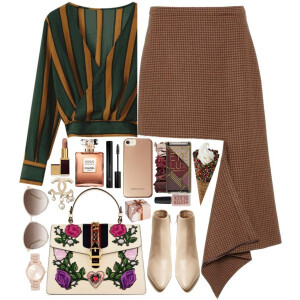 A fashion look from March 2018 featuring asymmetrical skirt, short boots and leather handbags. Browse and shop related looks.