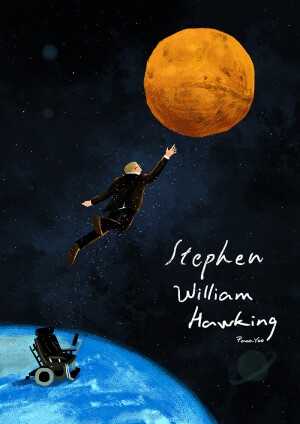 Paco_Yao 原创插画 Stephen William Hawking 斯蒂芬·威廉·霍金 他只是去了火星