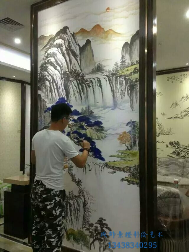 幼儿园墙绘，国画墙绘，水墨画，成都彩绘