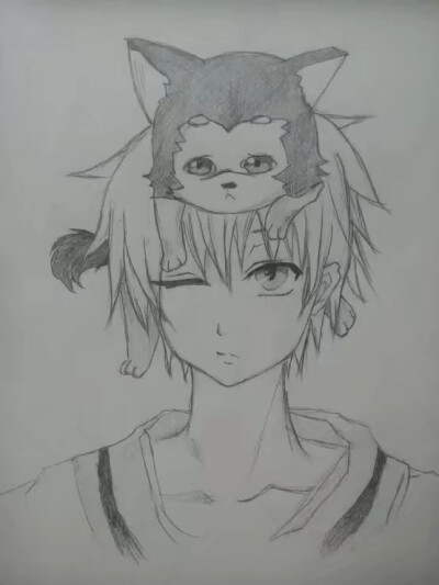 黑子与篮球，素描