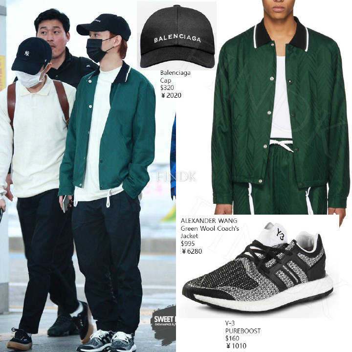 #EXO#
180315 仁川机场出发
钟大 夹克 Alexander Wang，鞋 Y-3