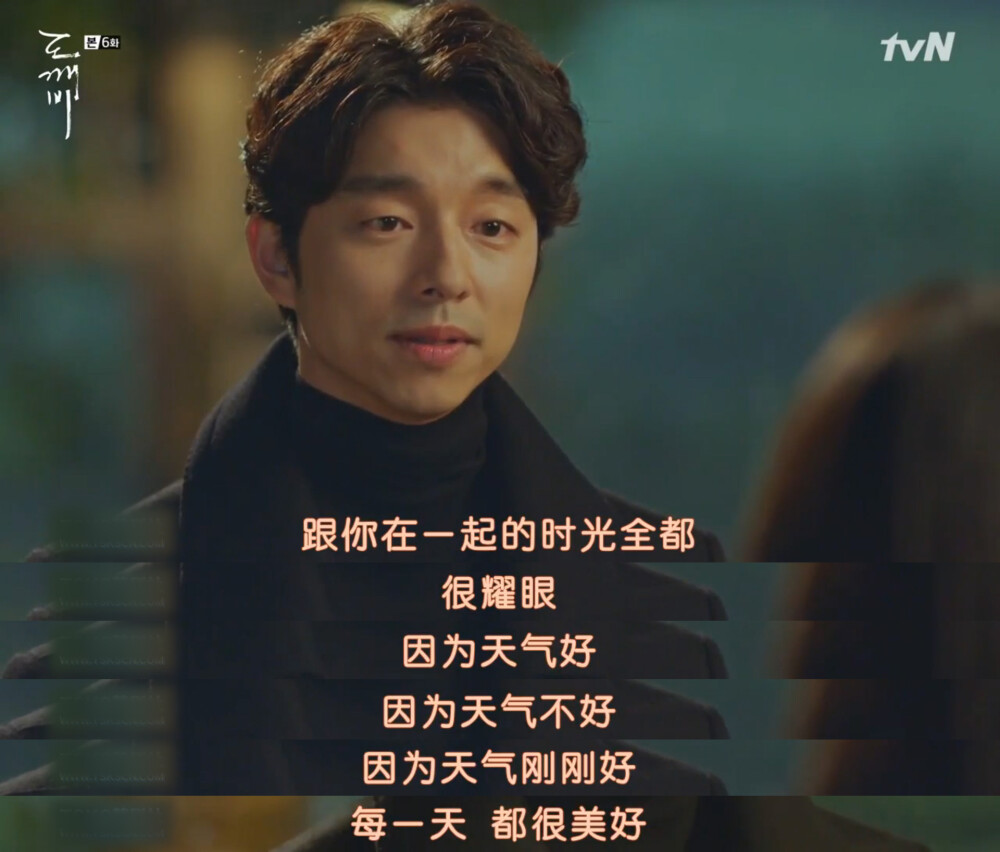 鬼怪 台词 跟你在一起的时光全都很耀眼 因为天气好 因为天气不好 因为天气刚刚好 每一天 都很美好