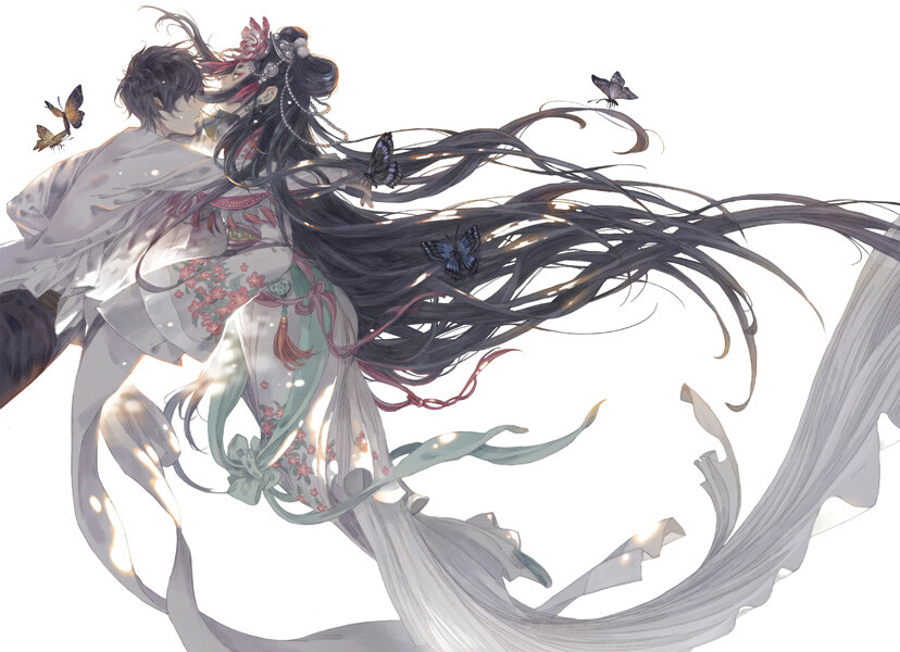 蝴蝶 绘师：9000（pixiv id=1185036）本作品pixiv id= 67713004