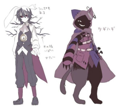 【alice mare】Chesire Cat& White Rabbit
Chesire Cat：令人毛骨悚人的笑着的柴郡猫，行踪不定。
White Rabbit：不能动的兔子（...），和柴郡猫互相厌恶对方。