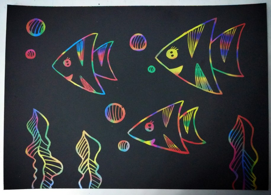 刮画纸作品鱼图片