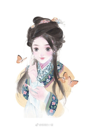 手绘古风黄衣女子
画师：画画的小夏
