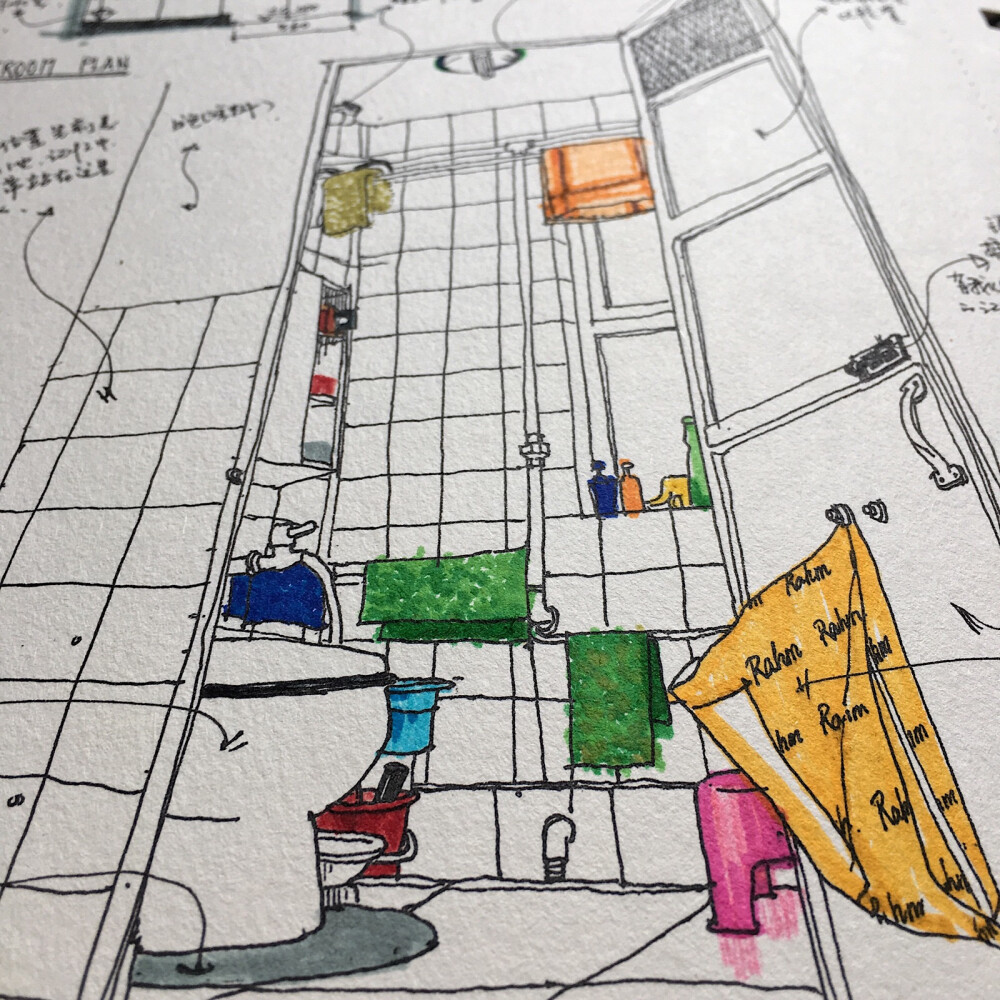 【每日画唠】家里最小的房间，但是装修起来是最费钱的房间。三十多年你没什么改变。那时洗澡都要去公共浴室（大澡堂子），家里卫生间的防水没有考虑淋浴功能，所以现在地漏必须经常清理，否则楼下准会找上门来。
2018.3.19
