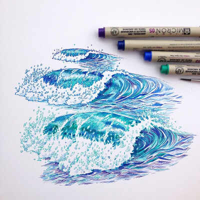 海浪绘画图片