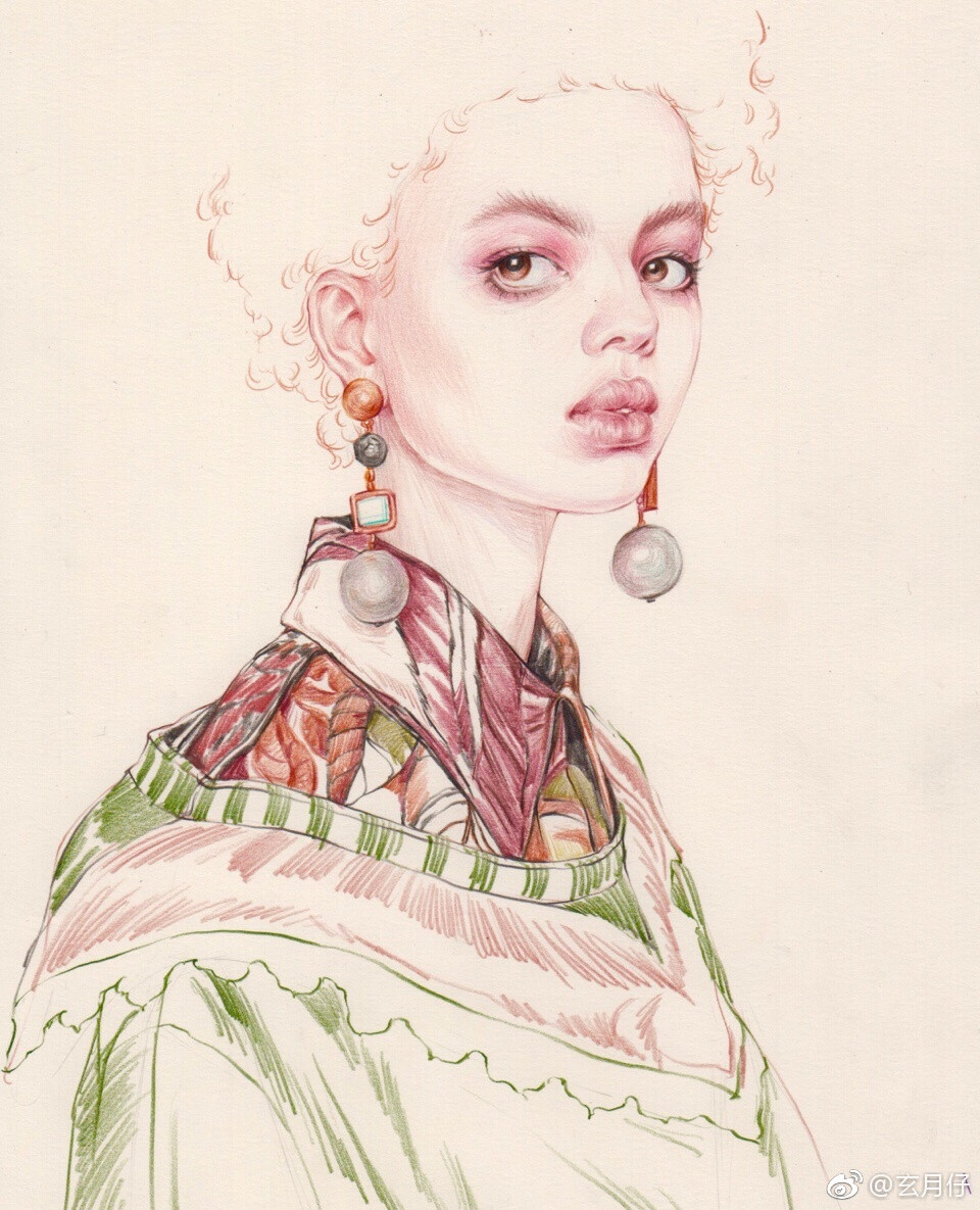 服装画彩铅玄月仔
