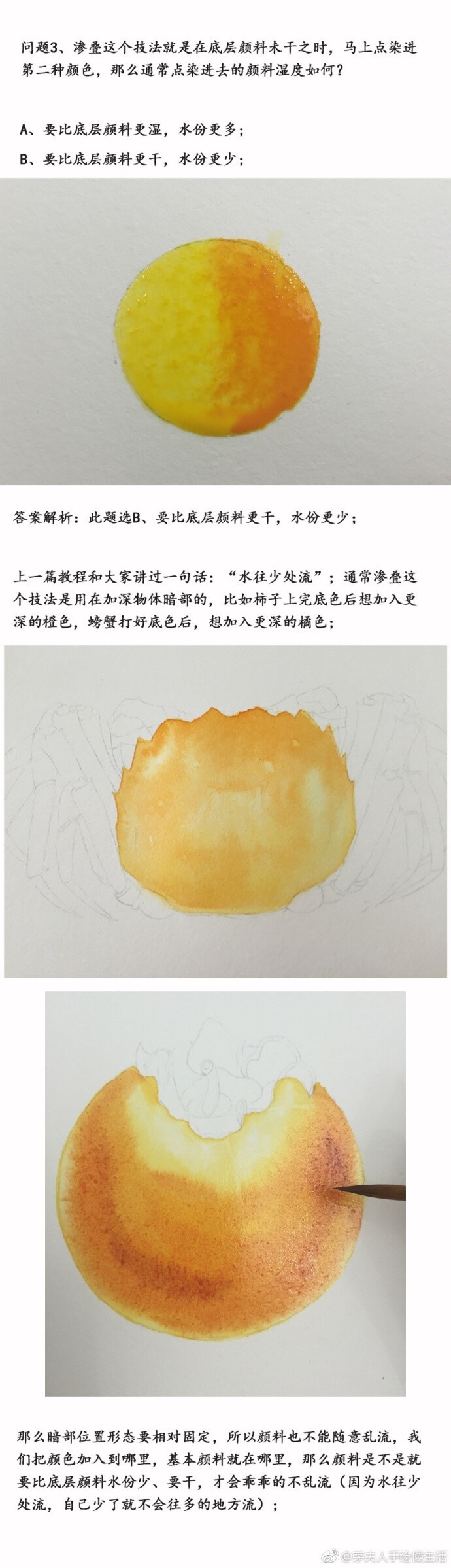 干货五个提问搞懂水彩技法和水份的关系（下）（作者：@茅夫人手绘慢生活+）+#插画艺术作品#+​​​​