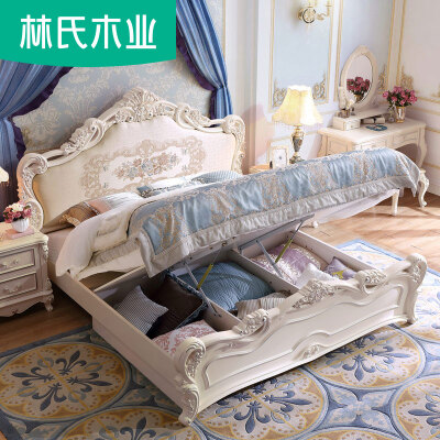 林氏木业大床1.8米双人床欧式床婚床公主卧室1.5单人床家具