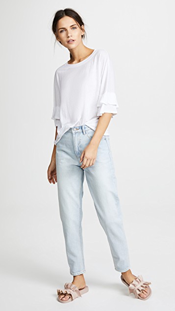 David Lerner Drop Shoulder Ruffle Sleeve Tee