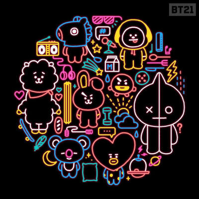 BT21
Van Koya RJ Shooky Mang Chimmy TATA Cooky