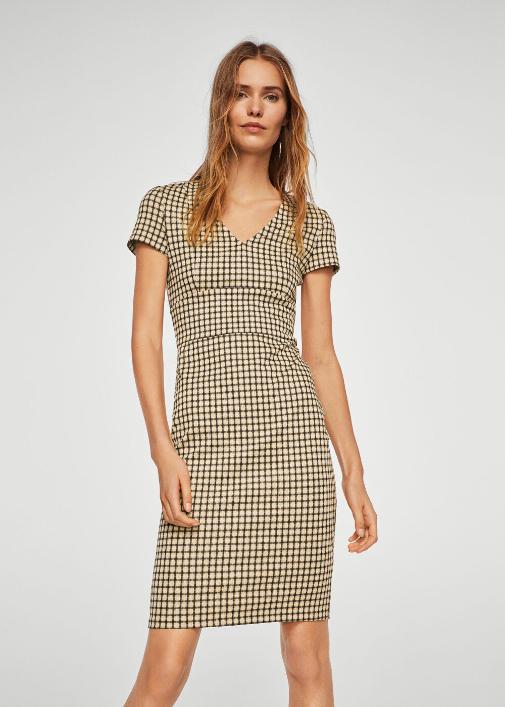 Check pattern midi dress