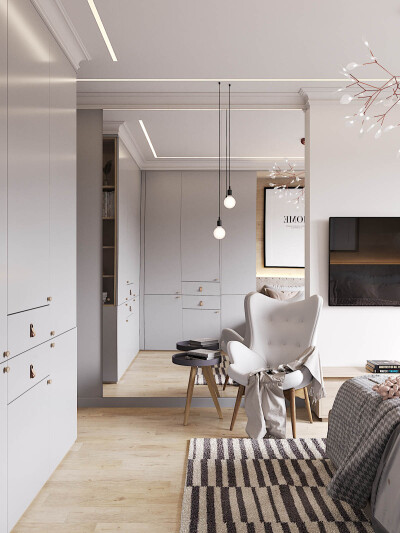 【{平静而柔和的色调，散发着优雅的精致北欧风格公寓设计}】作者：Cartelle+Design