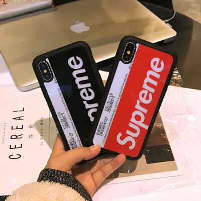 supreme潮牌苹果6s镜面手机壳iphone78plus纽约地铁卡iphonex挂绳