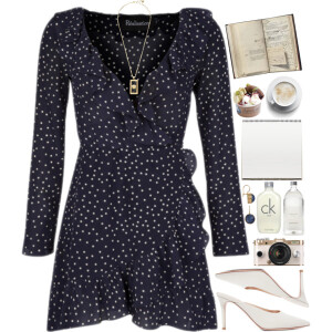 A fashion look from March 2018 featuring blue dress, leather mules and round earrings. Browse and shop related looks.