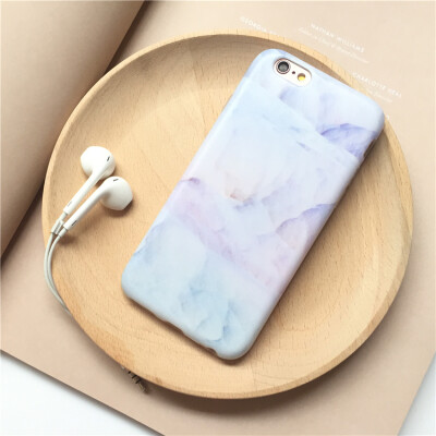 蓝紫白灰大理石玉质iPhoneX87plus6S磨砂透明苹果手机保护壳套