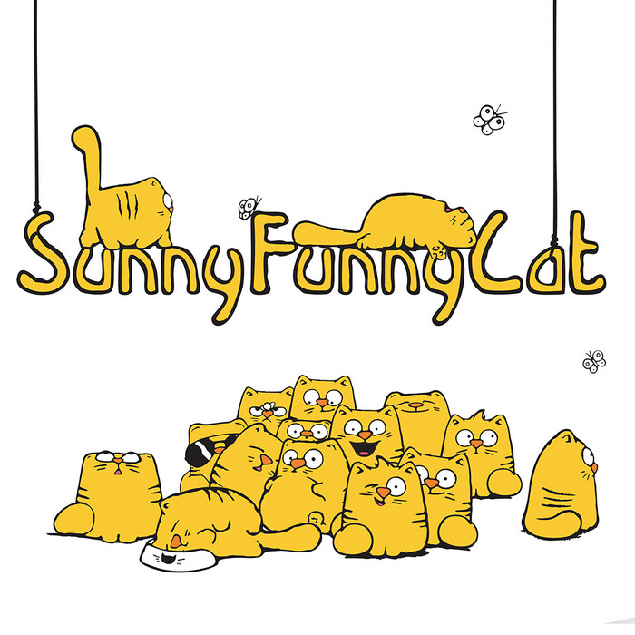 猫咪 插画sunny funny cat