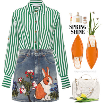 #DenimSkirts + #Earrings - #Gucci
#Loafer - #NicholasKirkwood
#Shirt - #Faithfull
#Bag - #Chanel
#Spring #Easter #Bunny #Carrot
#DenimSkirt #Denim #Skirt #Floral #Embroidery
#Stripes #BoxBag #M…