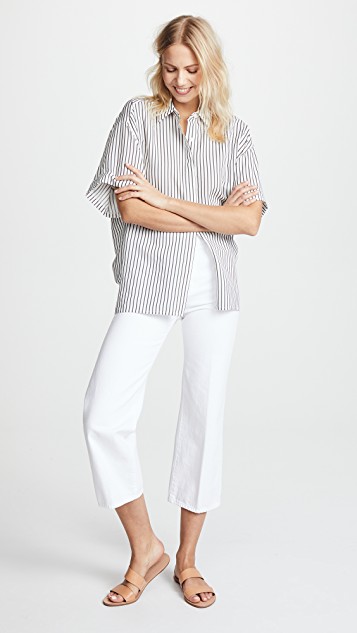 Jason Wu Grey 条纹短袖女式衬衫