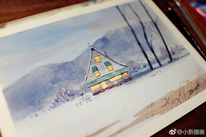 昨晚的示范#小新水彩##小新儿童插画# ​​​​