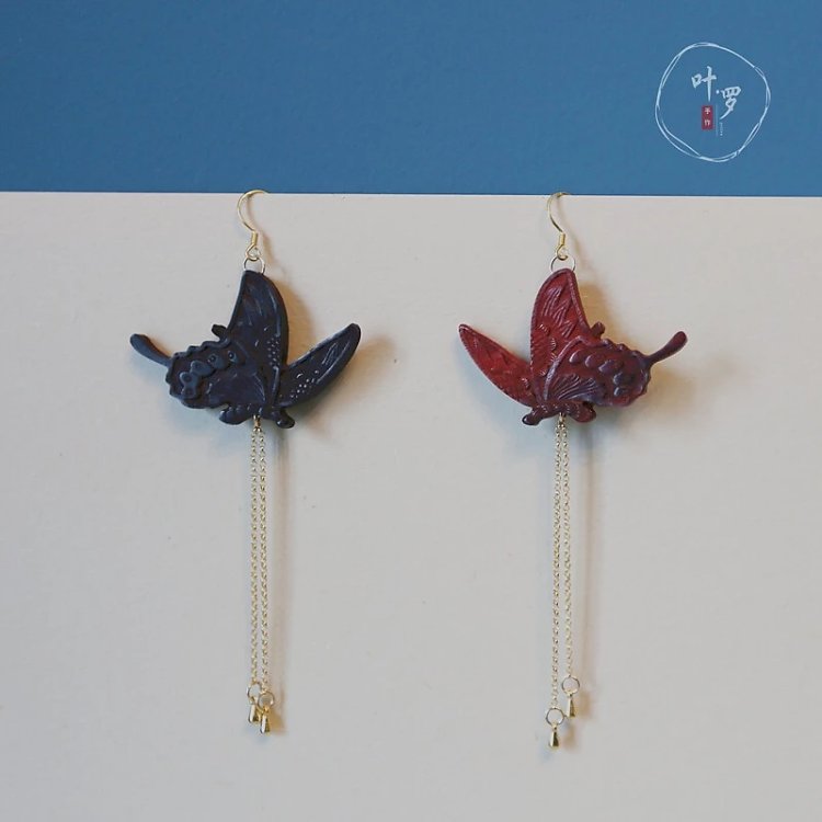晴春蝶戏，蝴蝶造型耳环