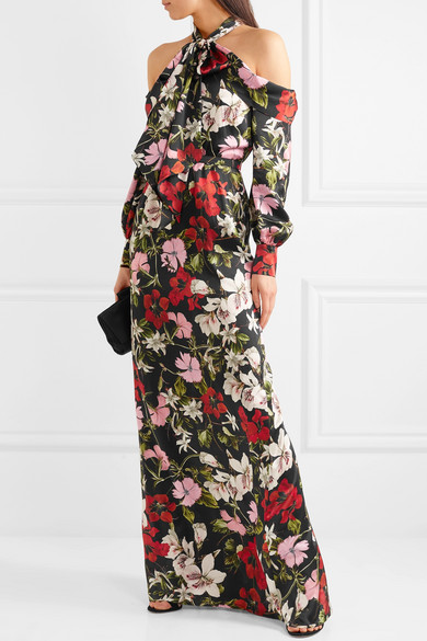 这款 “Anora” 礼服出自 Erdem 于本网站独家发售的胶囊系列，是出席重要场合的完美之选——鲜艳夺目的花卉颇为振奋心神，令人想起夏日的满园花开。单品采用飘逸的丝缎制成，挖肩细节小露美肤，可拆卸腰带帮助收束腰身。领部系带如此优雅，可以打成柔美的蝴蝶结。