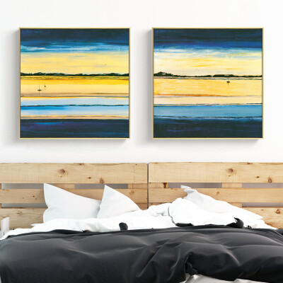 地平线 现代简约客厅装饰画卧室床头墙画室内挂画抽象壁画夕阳
