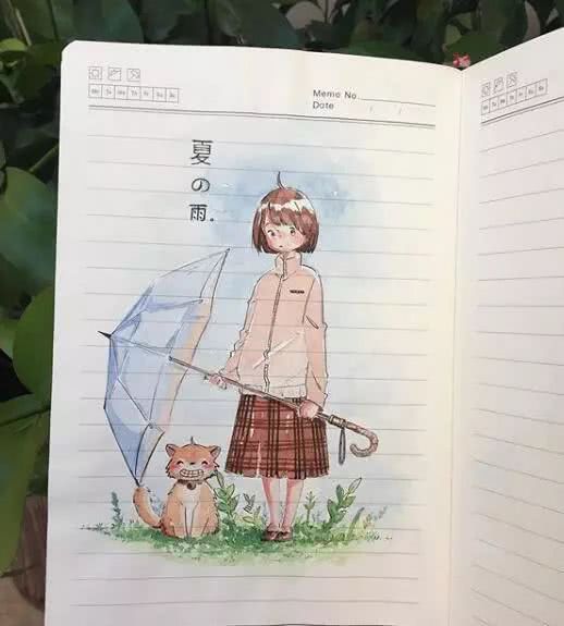 水彩 动漫女
笔记本上绘画