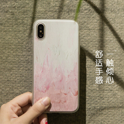 冇心iphone8手机壳防摔创意文艺清新超薄涂鸦软壳苹果7/8/X手机套